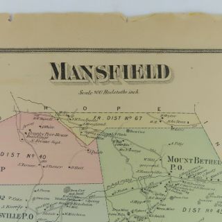 1874 Map Mansfield,  NJ F.  W.  Beers Warren County Mount Bethel Rockport 3