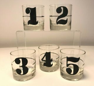 1 2 3 4 5 Morgan Signed Whiskey Glasses Mid Century Modern Mcm Numbered
