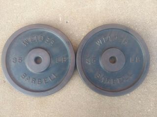Vintage Weider 35 Lb Double - Sided Standard Plates (2 X 35) Non - York