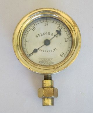 Antique Brass Steam Gauge By Crosby Steam Gage And Valve Co Of Boston.