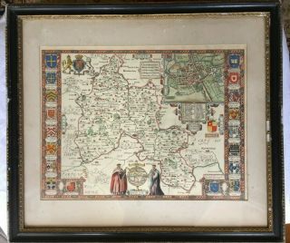 Antique Map John Speede (1552 - 1629) “oxfordshire / Oxford Colleges "