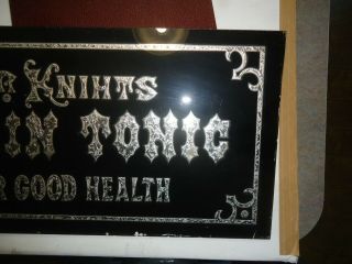 Advertising sign Antique Reverse paint foil drug store Dr Knights Brain Tonic 2
