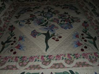 Vintage Arch Quilts Hand & Machine Stitched Flower Cotton Quilt Elmsford,  N.  Y.