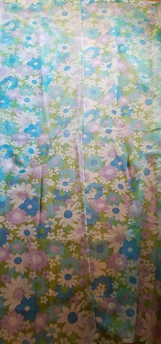 Vintage Shower Curtain Crazy Daisy Fieldcrest 1960s 1970s Flower Power Mod 68 "