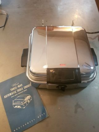 Vintage Montgomery Wards Electric Table Cooker/waffle Iron,  Reverso Grid Aluminum