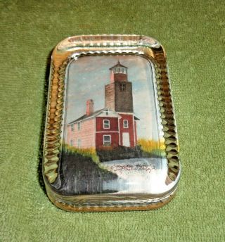 Vintage Mispillion River Lighthouse In De Glass Paperweight - Noel W Phelps Jr
