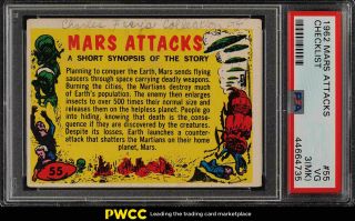 1962 Topps Mars Attacks Checklist 55 Psa 3 (mk) Vg (pwcc)
