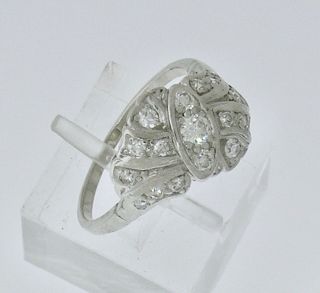 Deco Diamond Ring Art Deco Platinum Diamond Ring Bow Ring 1920 ' s 2