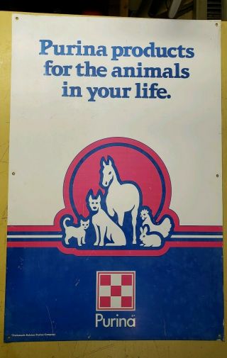 Vintage Purina Animal Pet Food Metal Sign Single Sided