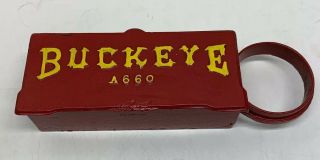 Buckeye Antique Cast Iron Lidded Farm Implement Tool Box W/ Oil Can Holder