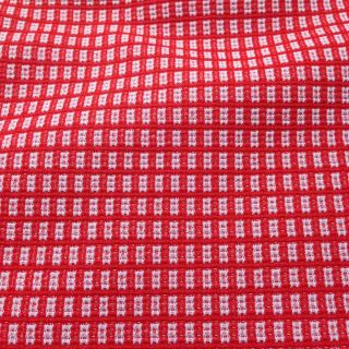 Vintage Fabric Polyester Red White Checked 36 " X 61 " Mod 70s 60s
