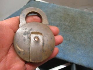 Large Well Made Old Brass Padlock Lock Ames Sword Co.  Patent 1882.  N/r
