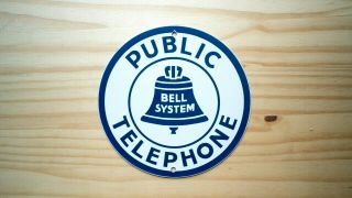 Vintage Public Telephone Bell System Porcelain Sign Pay Phone Booth Gas Oil Rare