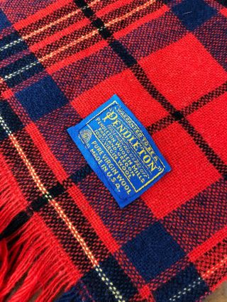 Vintage Pendleton Blanket Pure Virgin Wool Made In Usa Blue Tag Flannel 66x52