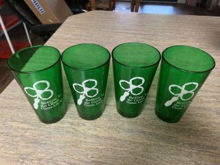 Rare Snap - On Tools Green Beer Glass Set Of 4 Green Pint Glasses Bar Pub Mancave