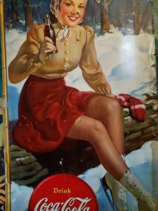 Vintage WWII 1941 Coca Cola Cardboard Sign Antique Soda Fountain Diner 2
