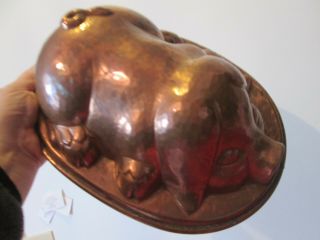 Antique Large Hand Hammered Copper - Pig - Food Mold - Hangs On Wall