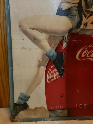 Vintage Post WWII 1947 Coca Cola Cardboard Sign Antique Soda Fountain Diner 3
