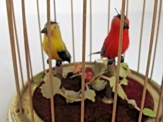 Vintage Wind Up Singing Birds In A Brass Cage 2