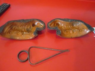 Antique 19th C Redware (stoneware) - Ram W/ Horns - Food Mold W/ Clip