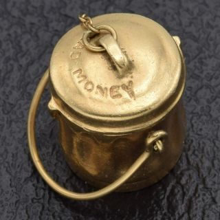 Vintage 14k Yellow Gold Mad Money Garbage Trash Can Charm Pendant 5.  0 Grams