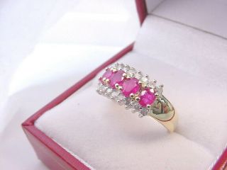 OVAL CUT NATURAL RUBIES and DIAMONDS.  99 TCW VINTAGE ESTATE 14K GOLD BAND RING 2