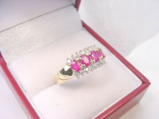 OVAL CUT NATURAL RUBIES and DIAMONDS.  99 TCW VINTAGE ESTATE 14K GOLD BAND RING 3
