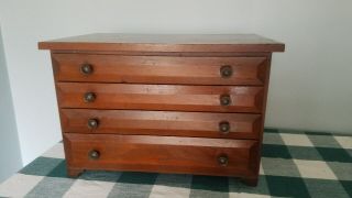Vintage Silverware - Flatware 4 Drawer Chest Case Wood With Red Lining