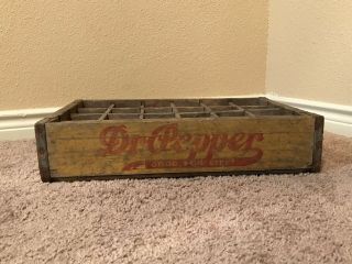 Dr.  Pepper Vintage Wooden Soda Pop 24 Bottle Crate 1940’s Carrier Box Wood