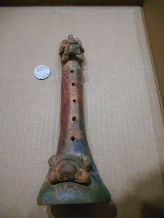 Folk Art Handcrafted Aztec Clay Flute