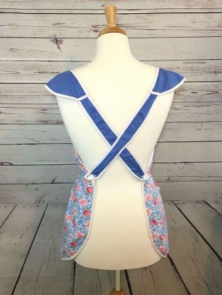 Vintage Women ' s Hand Made Full Bib Apron w Pockets Size Small Buttons at Back 2