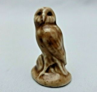 Vintage Miniature Owl Figurine Porcelain 1 1/2 " Wade Whimsies Barn Hoot England