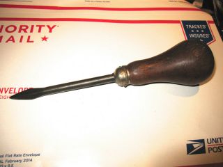 Vintage Very Heavy Duty Leather Awl Piercing Tool In Good Cond.  9 1/4 "
