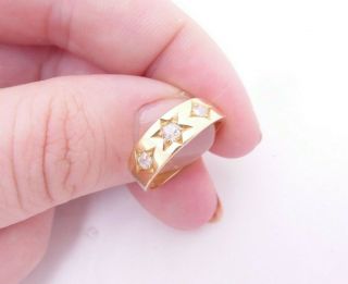 18ct Gold Old Mine Cushion Cut Diamond Ring,  Bh Victorian 3 Stone