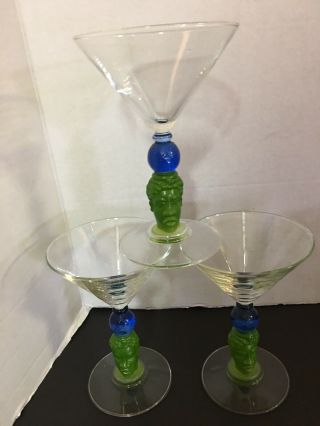 RICHARD JOLLY BOMBAY SAPPHIRE MARTINI Glasses GLASS HEAD (Set Of Three) 2