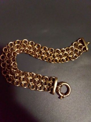 14k Gold Vintage Chainlink Weave Bracelet - 12.  8 Grams - About 7 3/4 In.  Some Dents