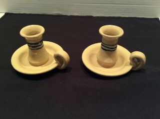 Vintage 1987 Sampson Pottery (ma) Candle Holders Pair