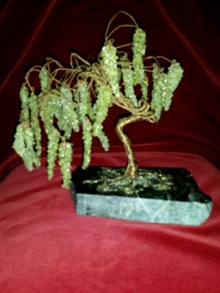 Vintage Copper Wire And Jade Bonsai Tree
