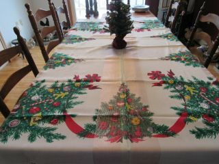 Gorgeous Vintage Christmas Table Cloth Trees 52x70