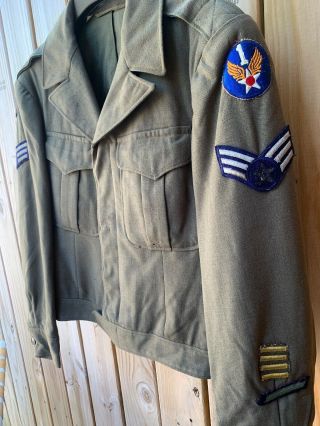 Vintage Ww2 Army Air Force Uniform Ike Od Field Jacket 36r Army Air Force Patch