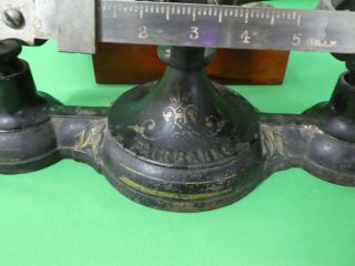 Antique Cast Iron FAIRBANKS Equal Arm Balance Scale for Table Top,  11 Weights 3