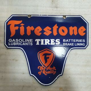 Firestone Tires 2 Sided 24 X 20 Inches Vintage Enamel Sign