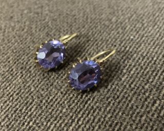 Vintage Earrings With Alexandrite Ussr Russian Soviet Gold 750 Stamp Star
