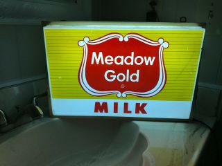 Vintage Meadow Gold Milk Lighted Sign Ice Cream Dairy Red Yellow