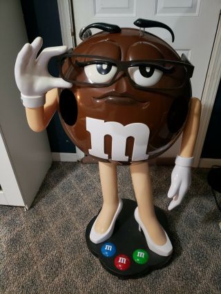 Collectible M&m Brown Lady Glasses Candy Store Display Storage Tray