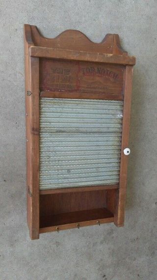 Vintage Wooden Medicine Cabinet 26 " W/ Antique National Washboard Co Door