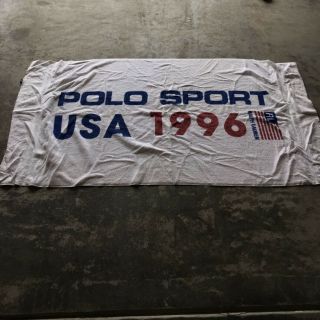 90s Vtg Polo Sport Ralph Lauren 1996 Usa Flag Spell Out Beach Towel Logo Og Bear