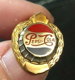Vintage Rare Pepsi Cola Advertising Bottle Cap 10kt Gold Service Award Pin