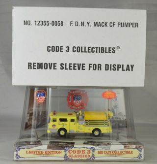 Code 3 12355 - 0058 " Fdny " Mack Cf Pumper Fire Truck 4 7/8 " Mint/package/sleeve