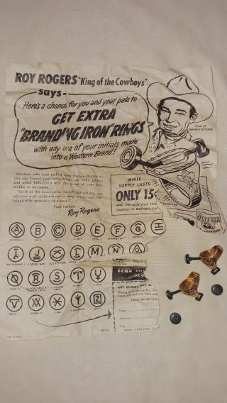 2 Roy Rogers Branding Iron Rings Quaker Oats Cereal Premium 1948 " R & L " Brands